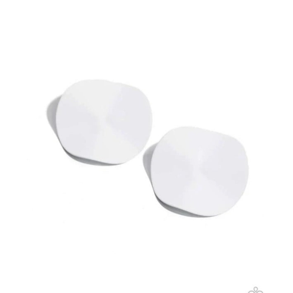 White Geometric Earrings Moody Masterpiece White Post  Oversized Fashion Jewelry
